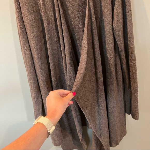 Barefoot Dreams Bamboo Chic Lite Open Drape Cardigan Charcoal Brown L/XL - Picture 6 of 7